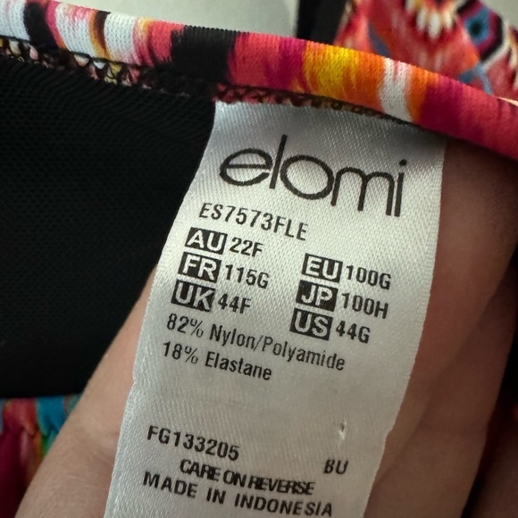 Elomi Womens Tribe Vibe Underwire Flounce Bikini Top, 44G, Flame - Picture 4 of 5